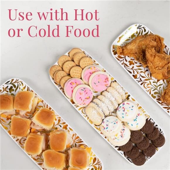 Disposable Gold Serving Trays 3 Pack - Elegant Plastic Trays for Serving Food - Picture 6 of 7